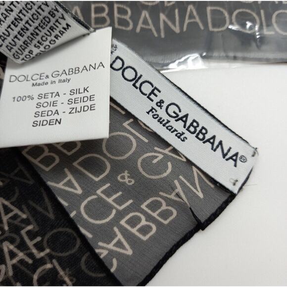 Dolce & Gabbana Signature Logo Black Silk Monogram Neck Hair Handbag Scarf - Picture 8 of 12